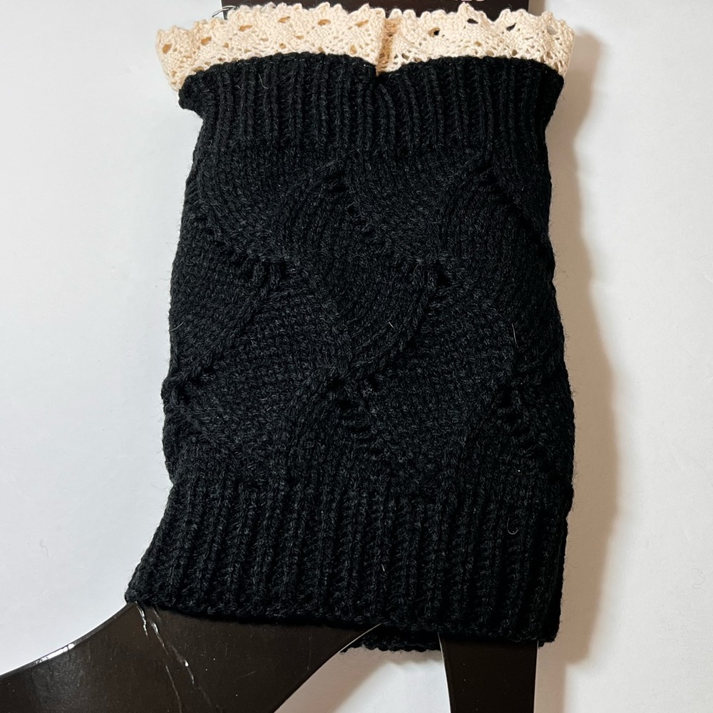 Boot Toppers Boot Cuff Ankle leg warmer - Knitted lace trim